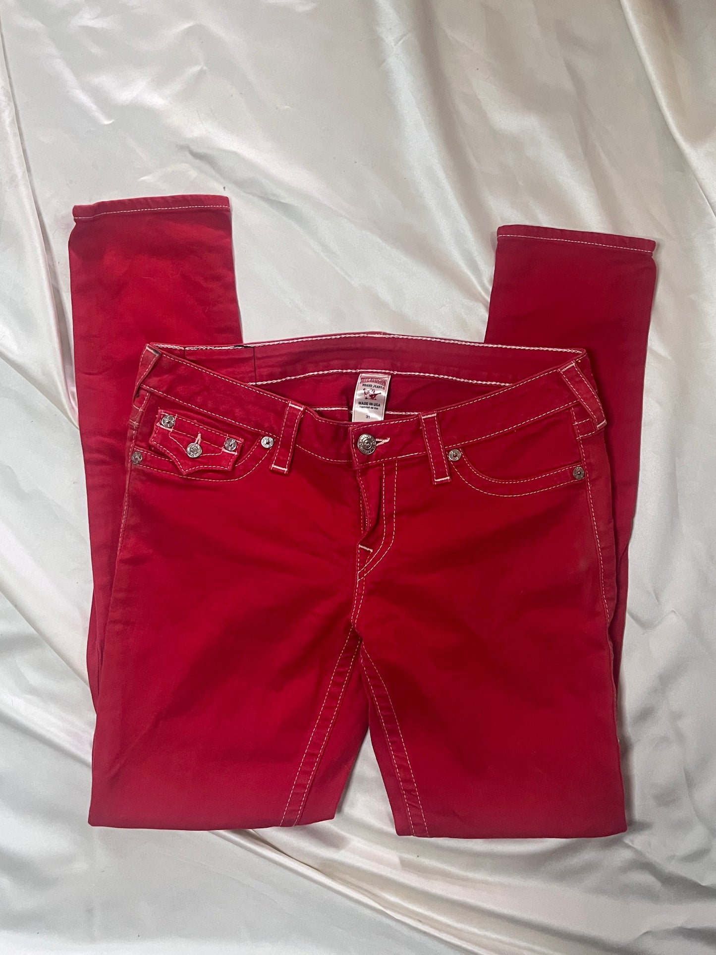 Red Skinny Trues 31”